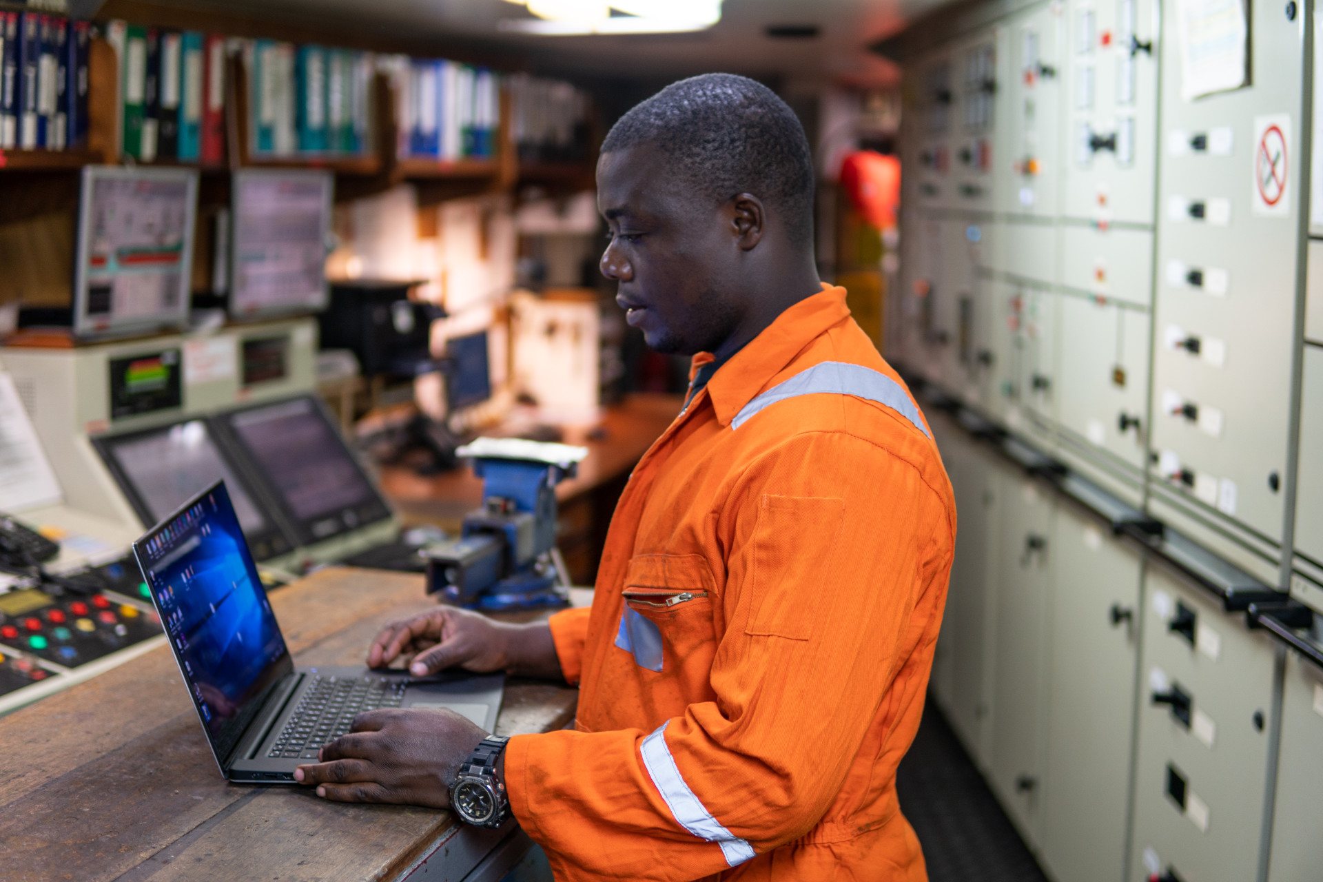 Ship crew computer work
